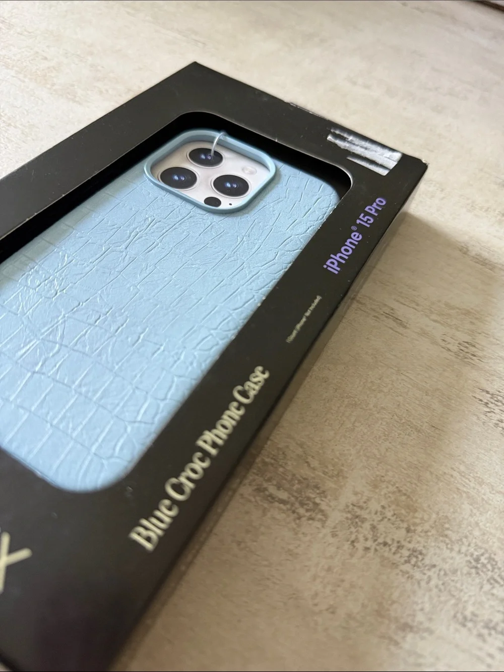 Light Blue Croc Case for iPhone 15 Pro